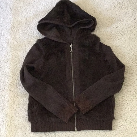 Authentic Juicy Couture Girls Brown Furry Reversible Jacket 10y